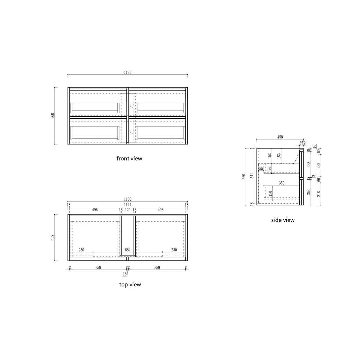 VENETTA Framed Wall Hung Vanity Harvest Oak