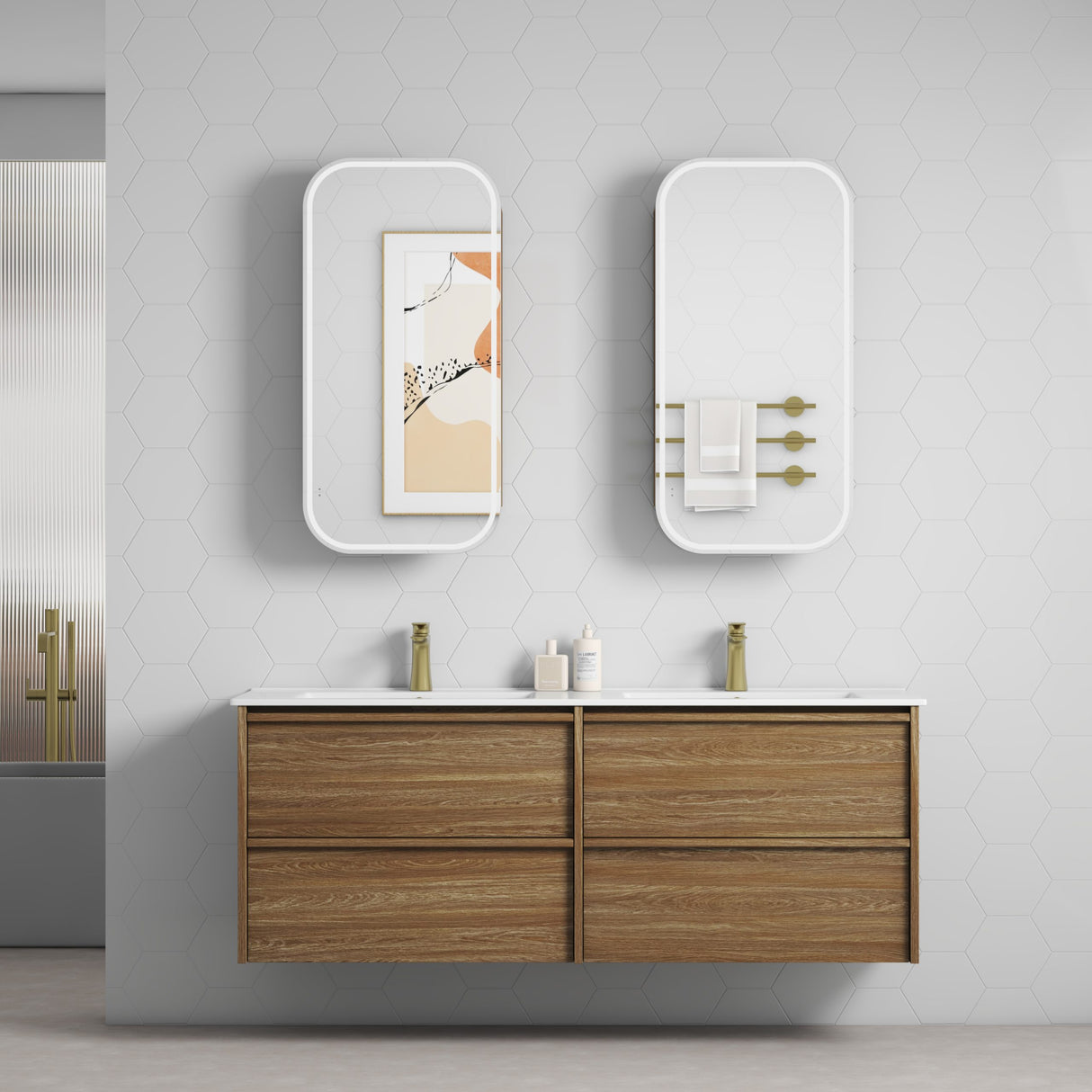 VENETTA Framed Wall Hung Vanity Harvest Oak