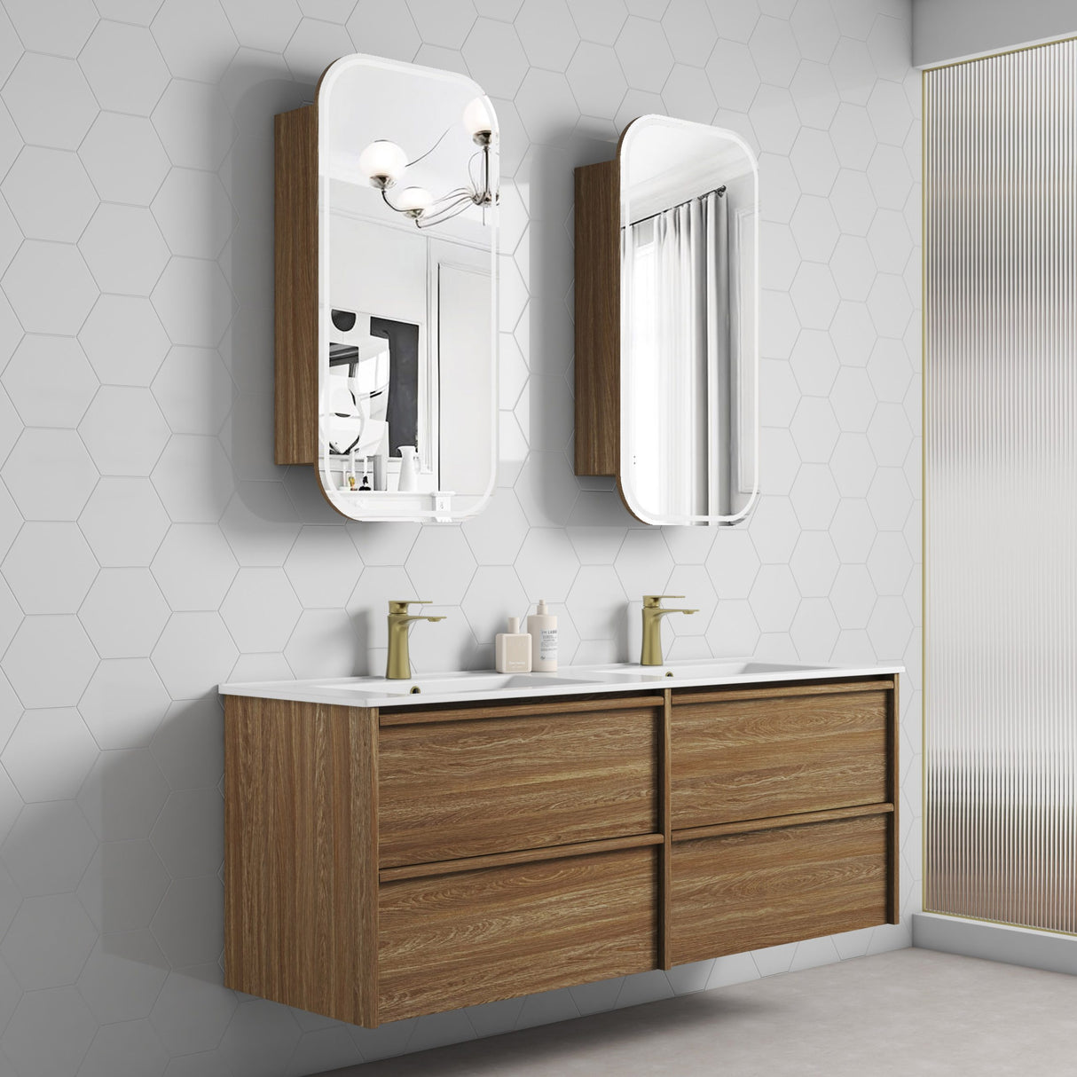 VENETTA Framed Wall Hung Vanity Harvest Oak