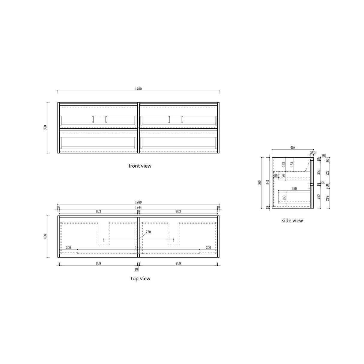 VENETTA Framed Wall Hung Vanity Harvest Oak