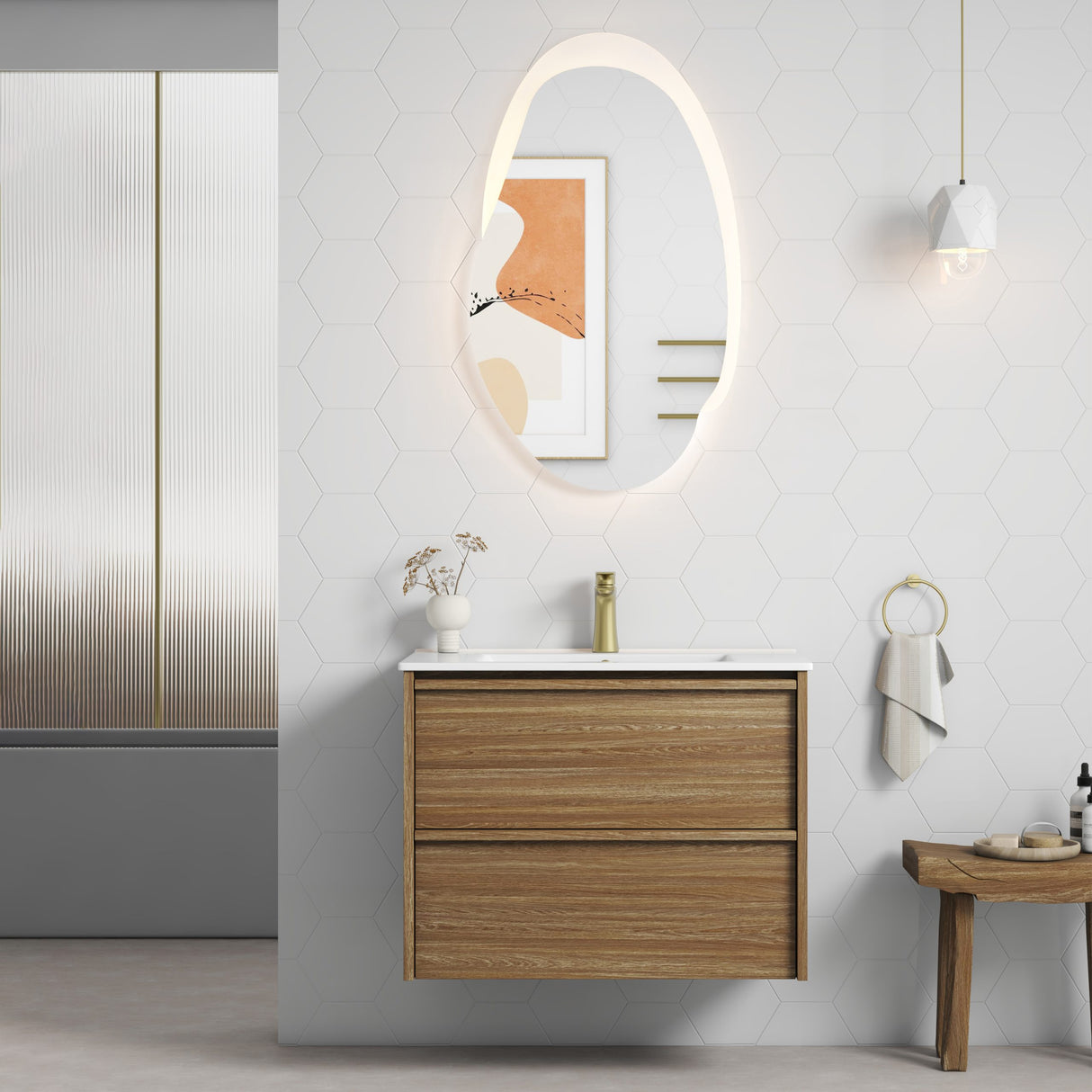 VENETTA Framed Wall Hung Vanity Harvest Oak