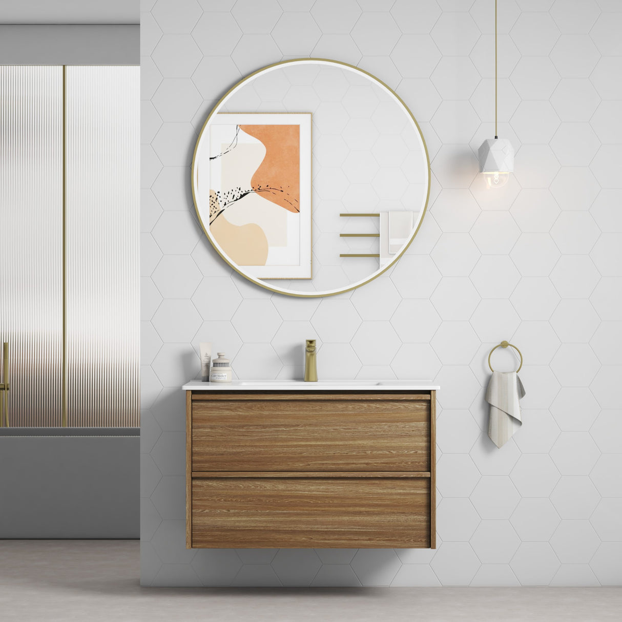 VENETTA Framed Wall Hung Vanity Harvest Oak