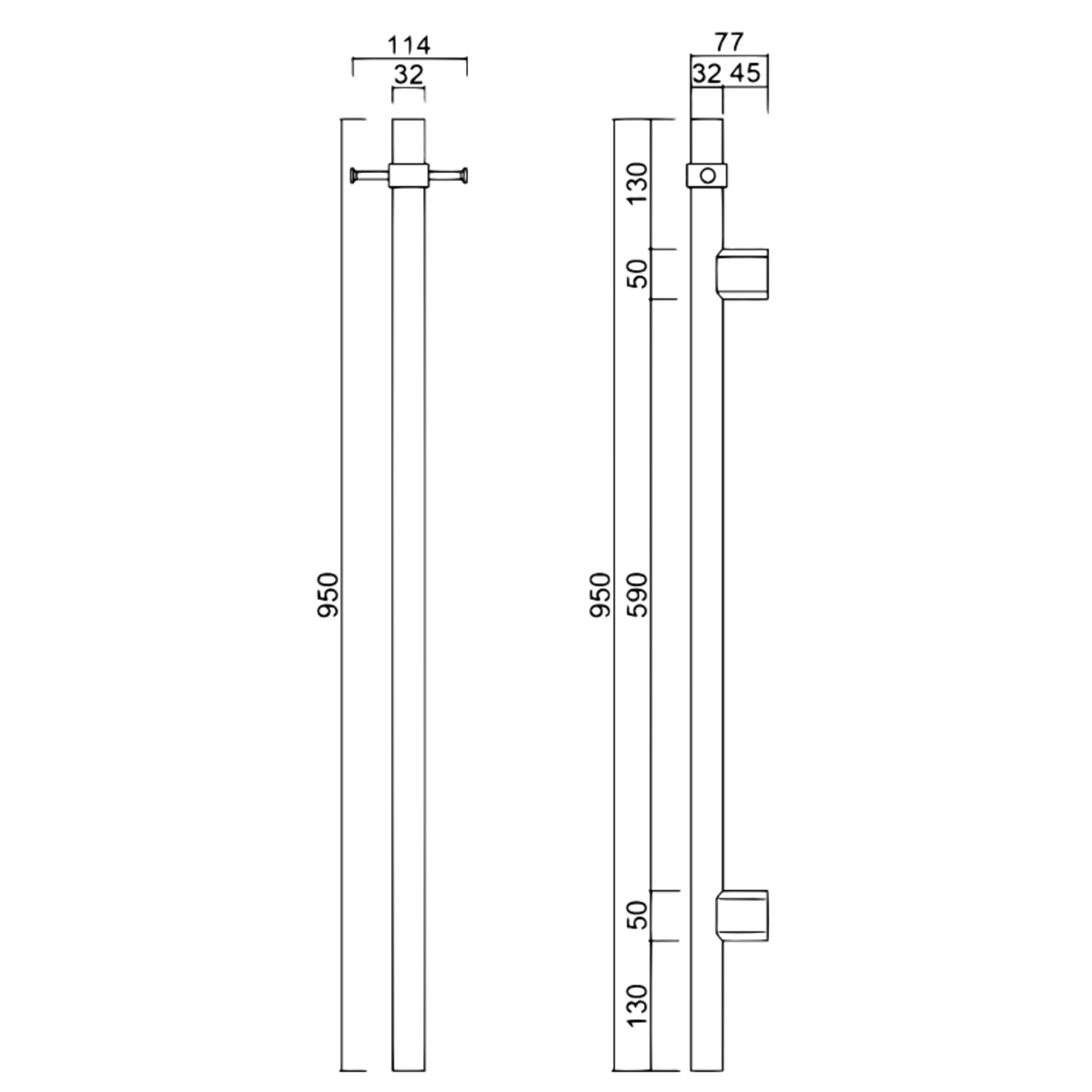Mica vertical heated towel rail