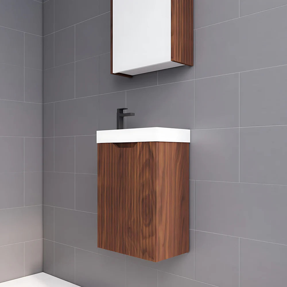ABS Vienna Mini Wall Hung Vanity 450 (Brown Oak)