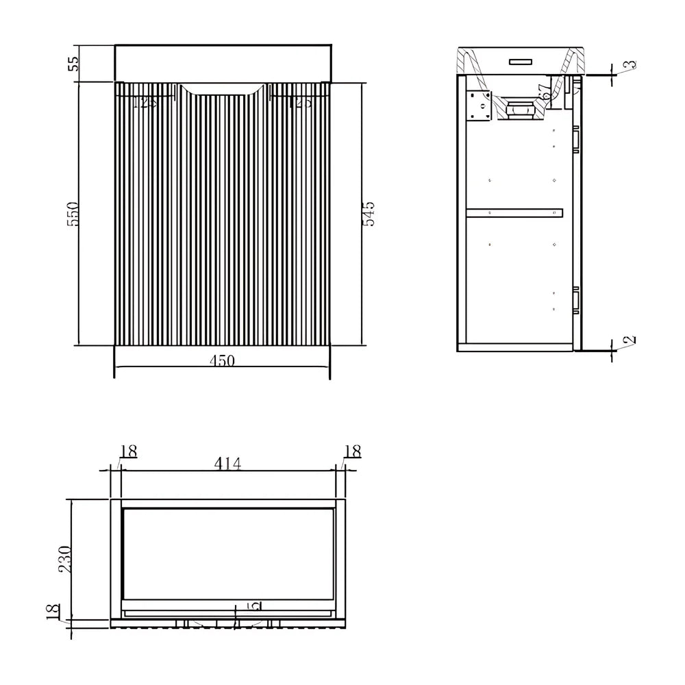 ABS Vienna Mini Wall Hung Vanity 450 (Brown Oak)