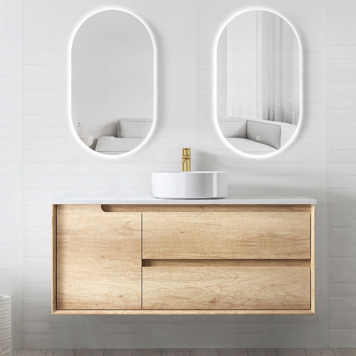 Vanity BYRON Wall Hung 1200mm Natural Oak