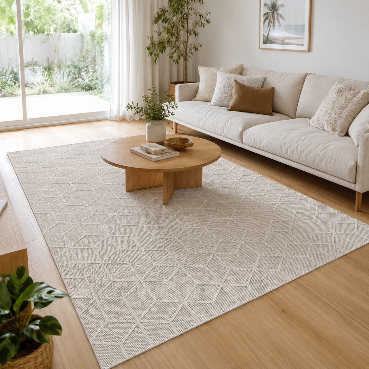 Vanuatu Maemae Beige Geometric Flatweave Rug