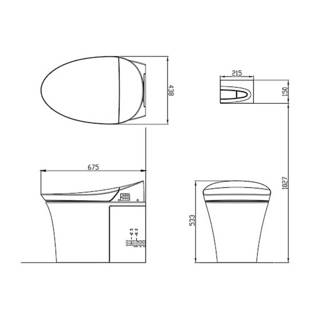 KOHLER Veil Intelligent Rimless Wall Faced Toilet With Bluetooth Remote Bidet Package Elongated Gloss White