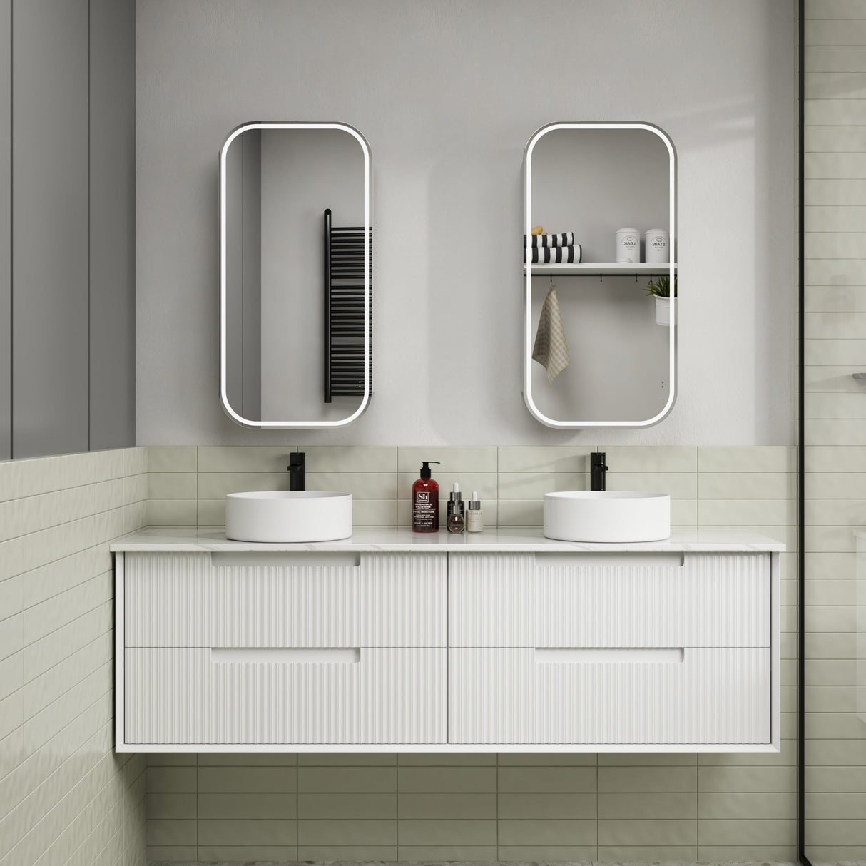 AULIC Vienna Front-Lit LED Frameless Shaving Cabinet 450mmW