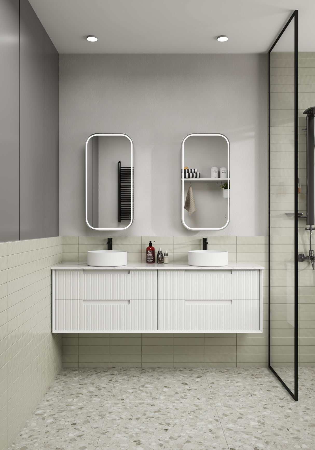 AULIC Vienna Front-Lit LED Frameless Shaving Cabinet 450mmW