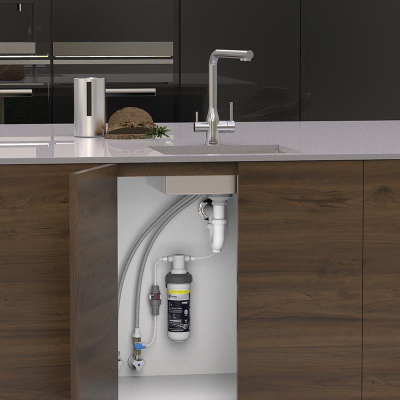 Puretec Tripla Elite 20 Chrome 3-Way Kitchen Mixer Tap & Water Filter Package