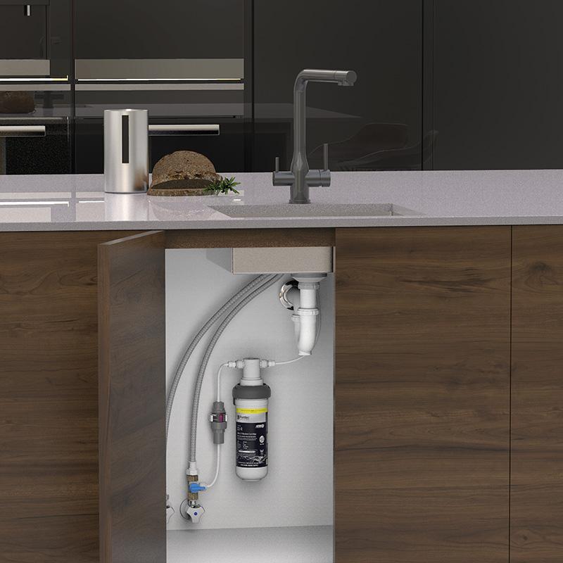 Puretec Tripla Elite 20 Gunmetal 3-Way Kitchen Mixer Tap & Water Filter Package