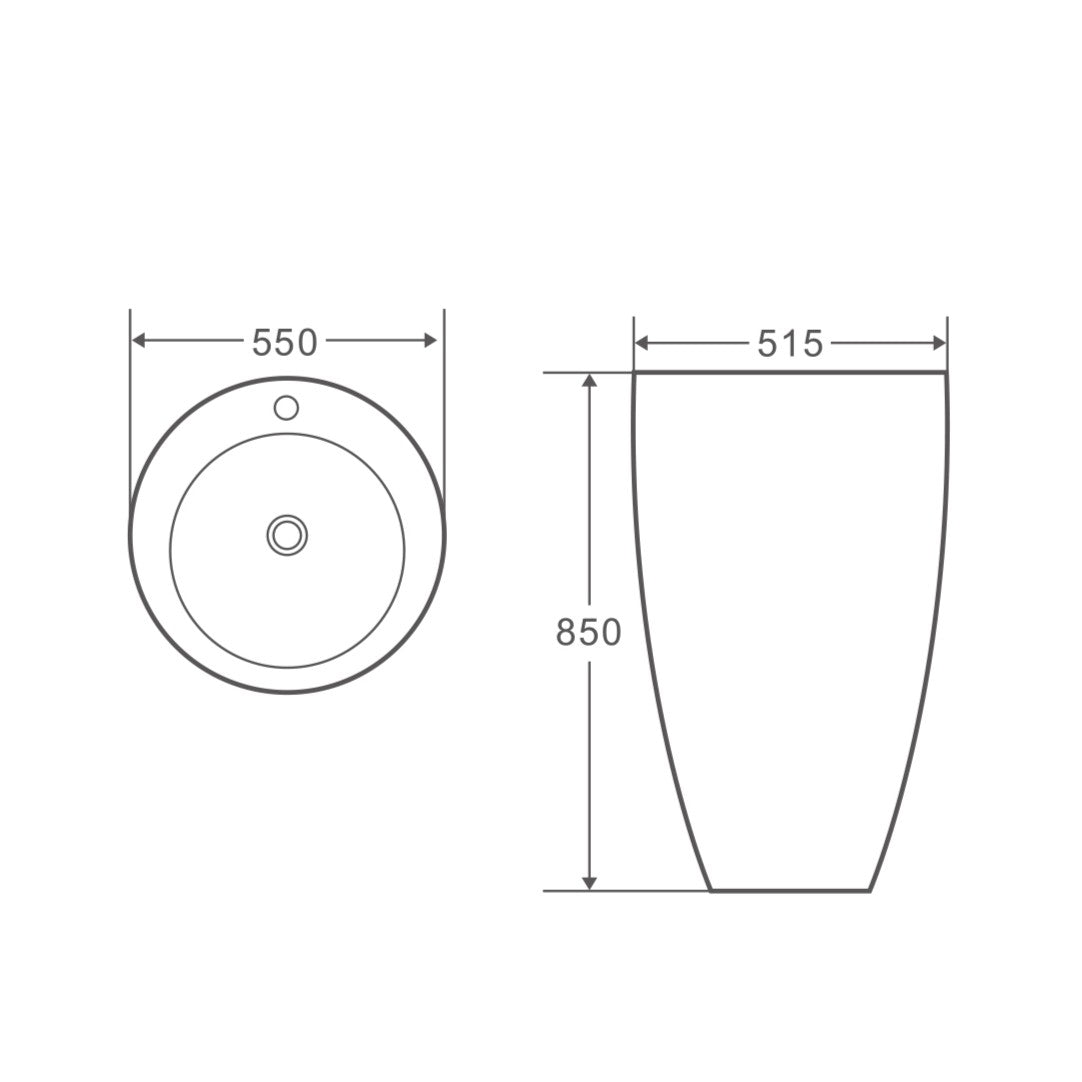 ZENTO 55 Freestanding Oval Basin (550x515x850mm)