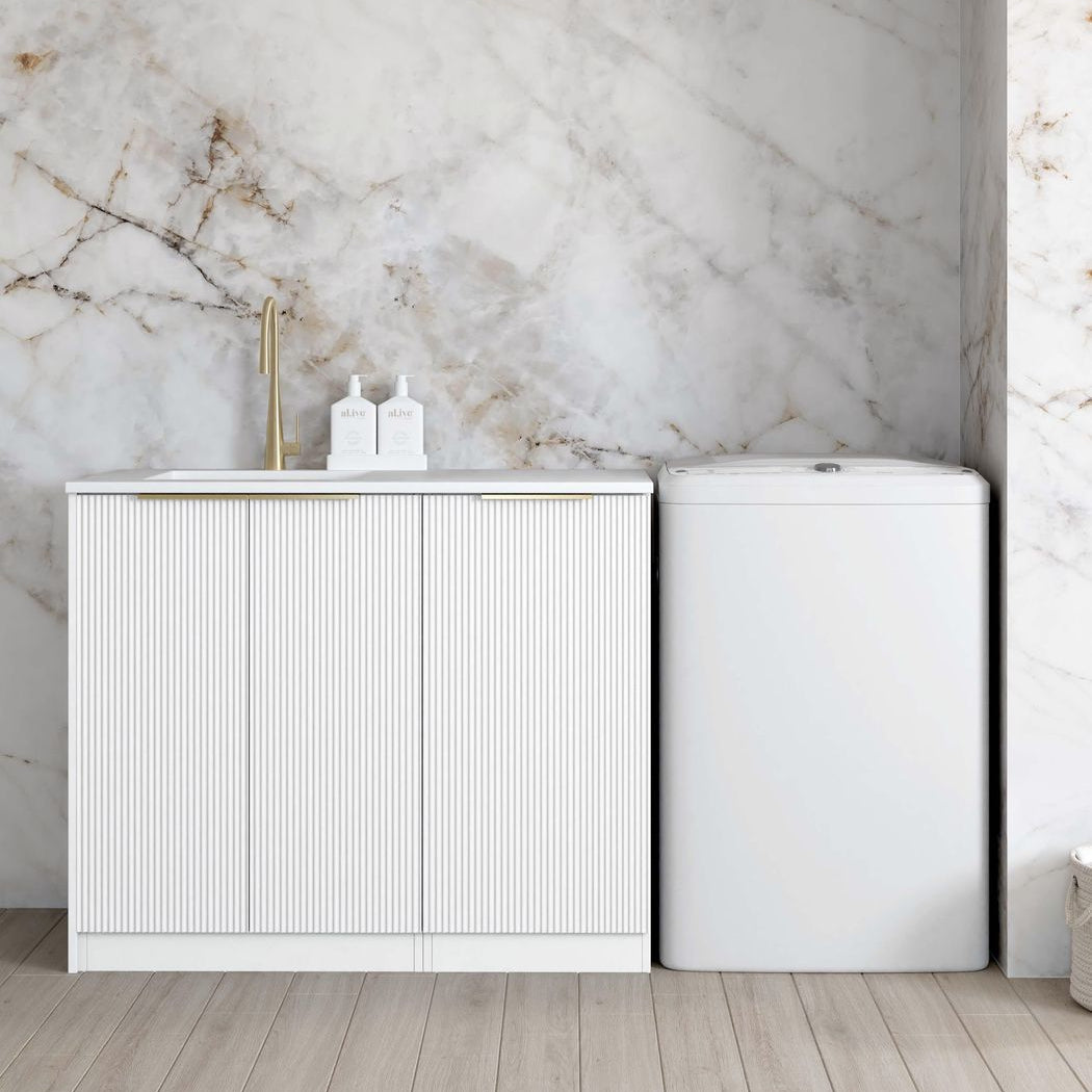 BURLEIGH White Laundry Cabinet with Stone Top 1060x600x900mm