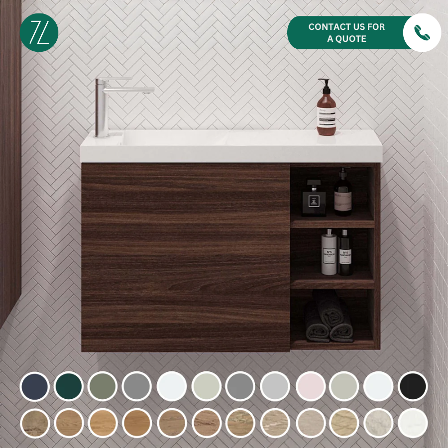 Timberline EADIE Space Saving Single Bowl Wall Hung Vanity (800mm)