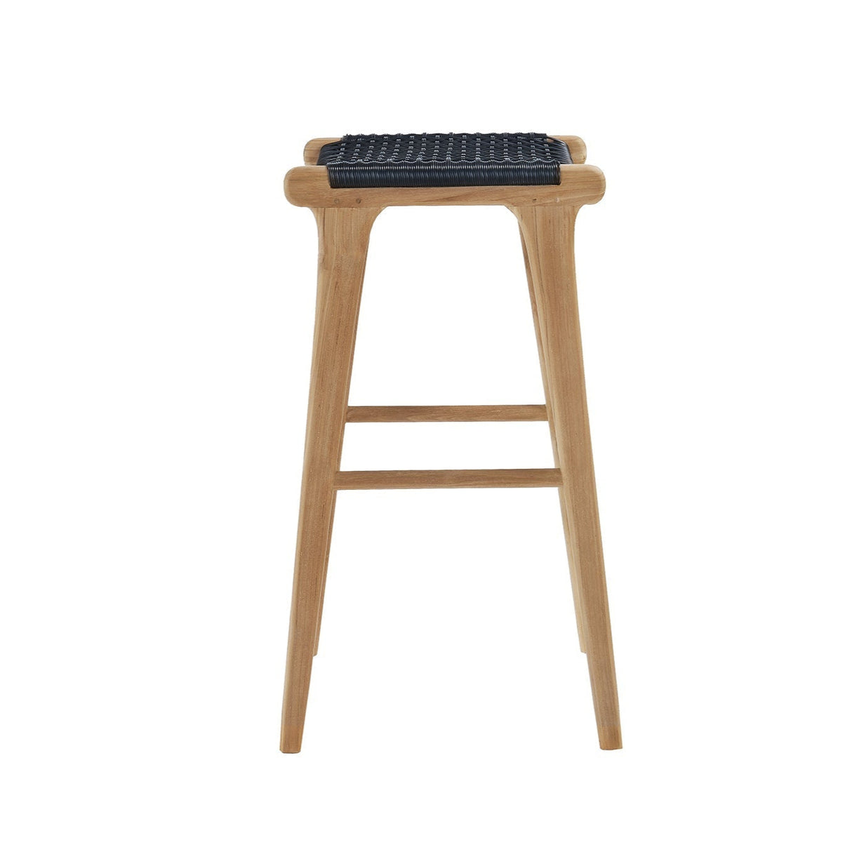Zane Backless Teak Bar Stool - Black - 0.78