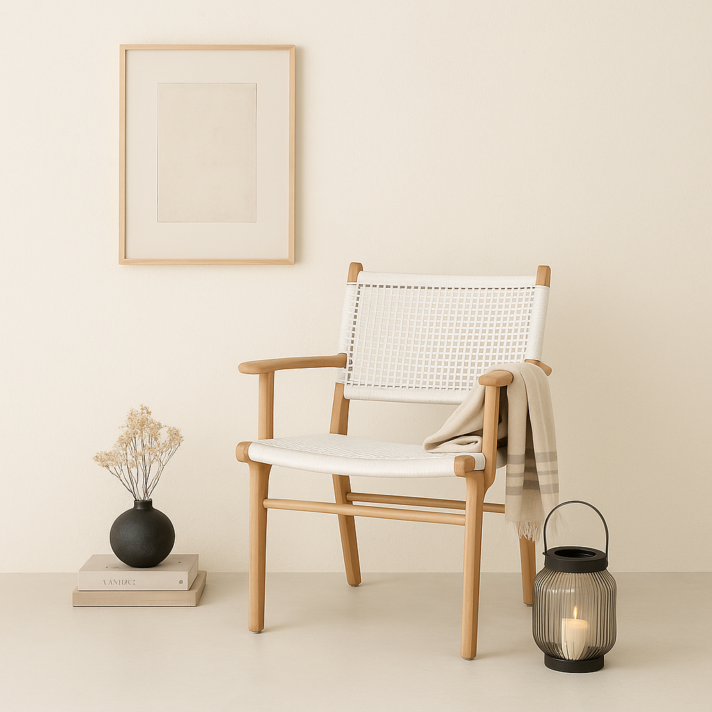 Zane Teak Dining Armchair - White