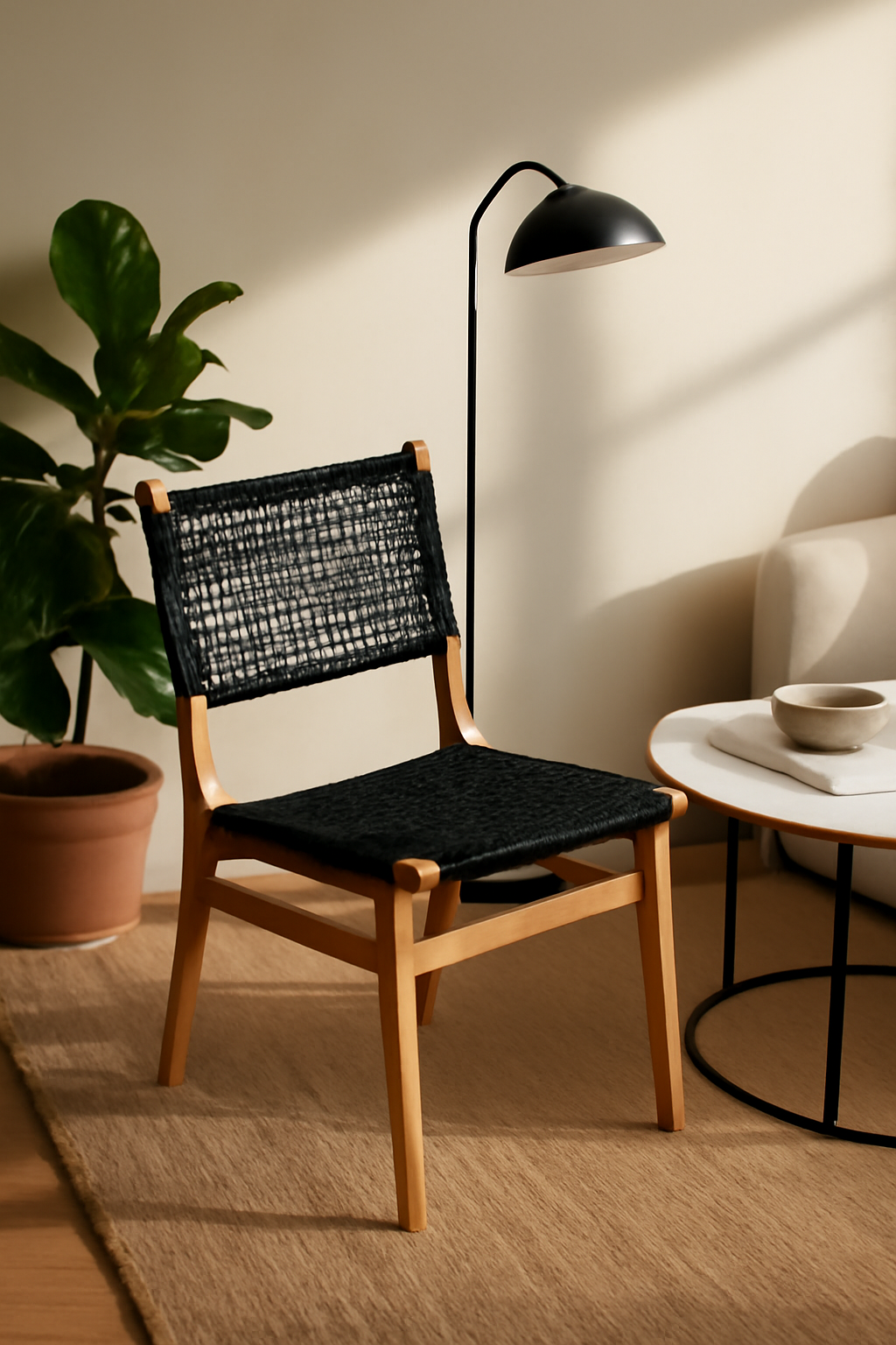 Zane Teak Dining Chair - Black