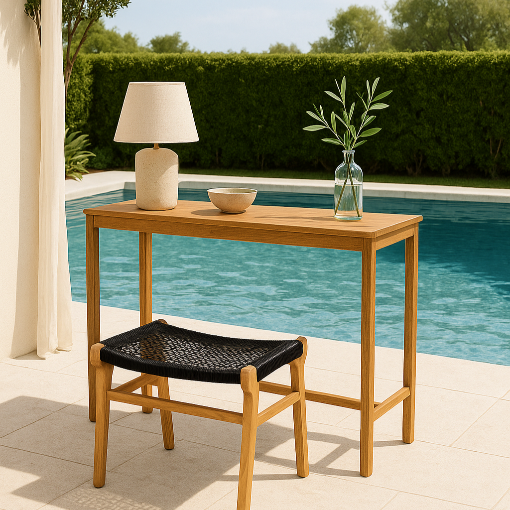 Zane Teak Lazy Chair Ottoman - Black - 0.4m