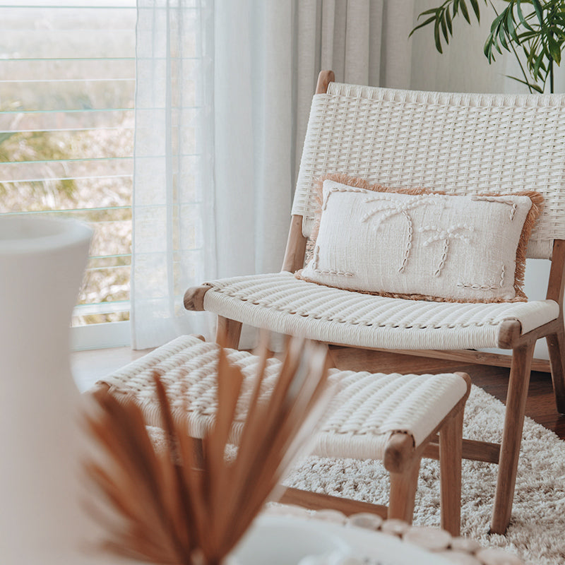Zane Teak Lazy Chair Ottoman – Whitley - 0.4m
