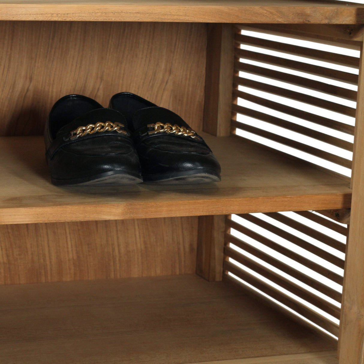 Zarah Solid Teak Shoe Cabinet 1m