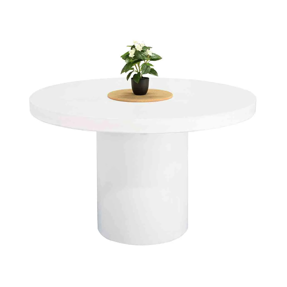 Zen Outdoor Concrete Round Dining Table 105 cm in Weathered Cement/White