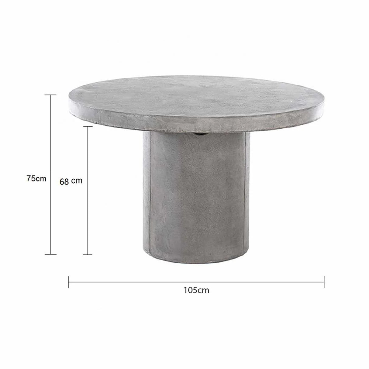 Zen Outdoor Concrete Round Dining Table 105 cm in Weathered Cement/White