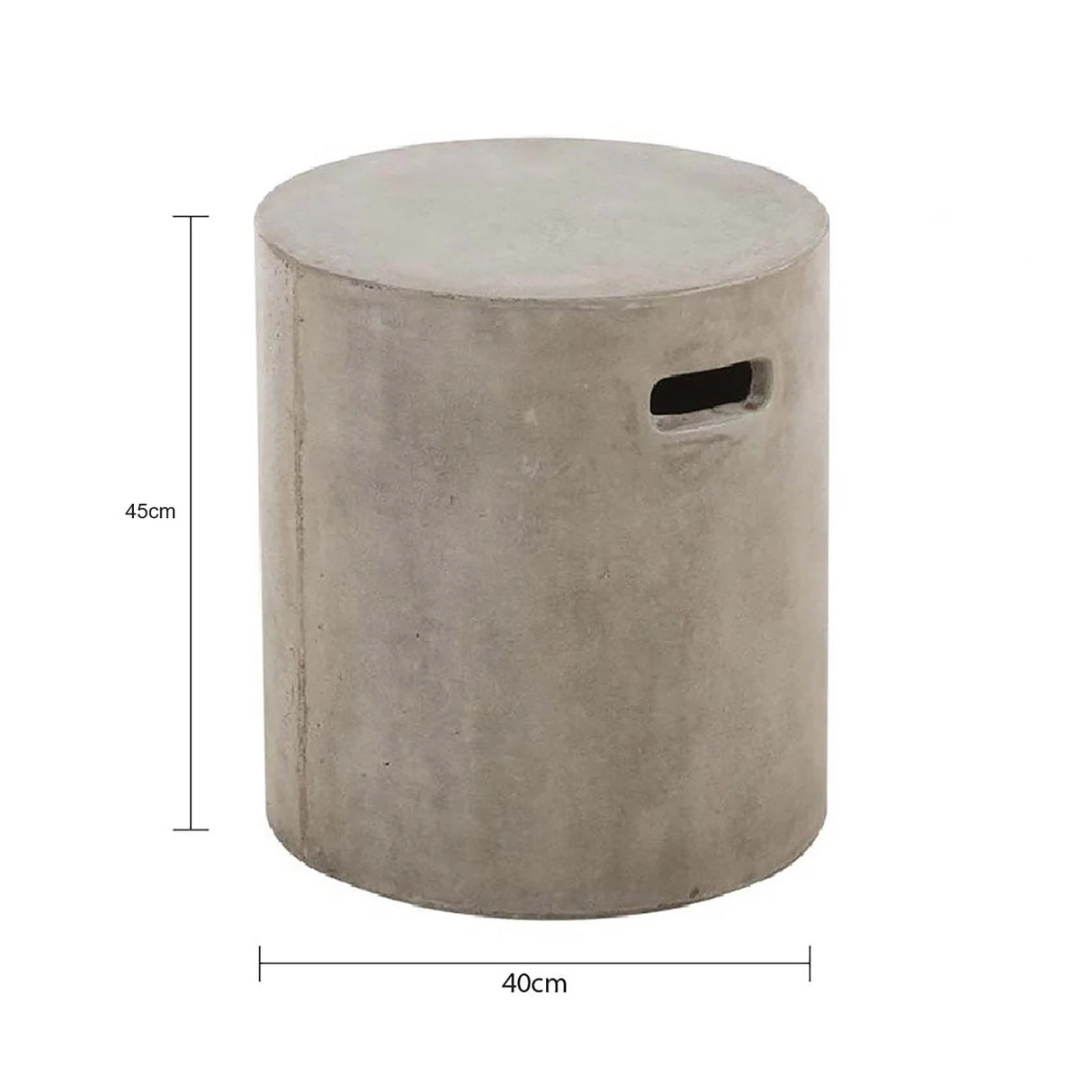 Zen Outdoor Concrete Round Stool in Weathered Cement/White
