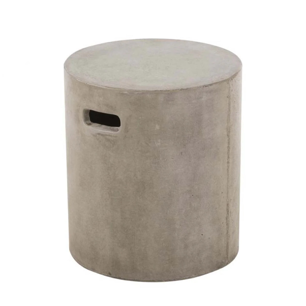 Zen Outdoor Concrete Round Stool in Weathered Cement/White