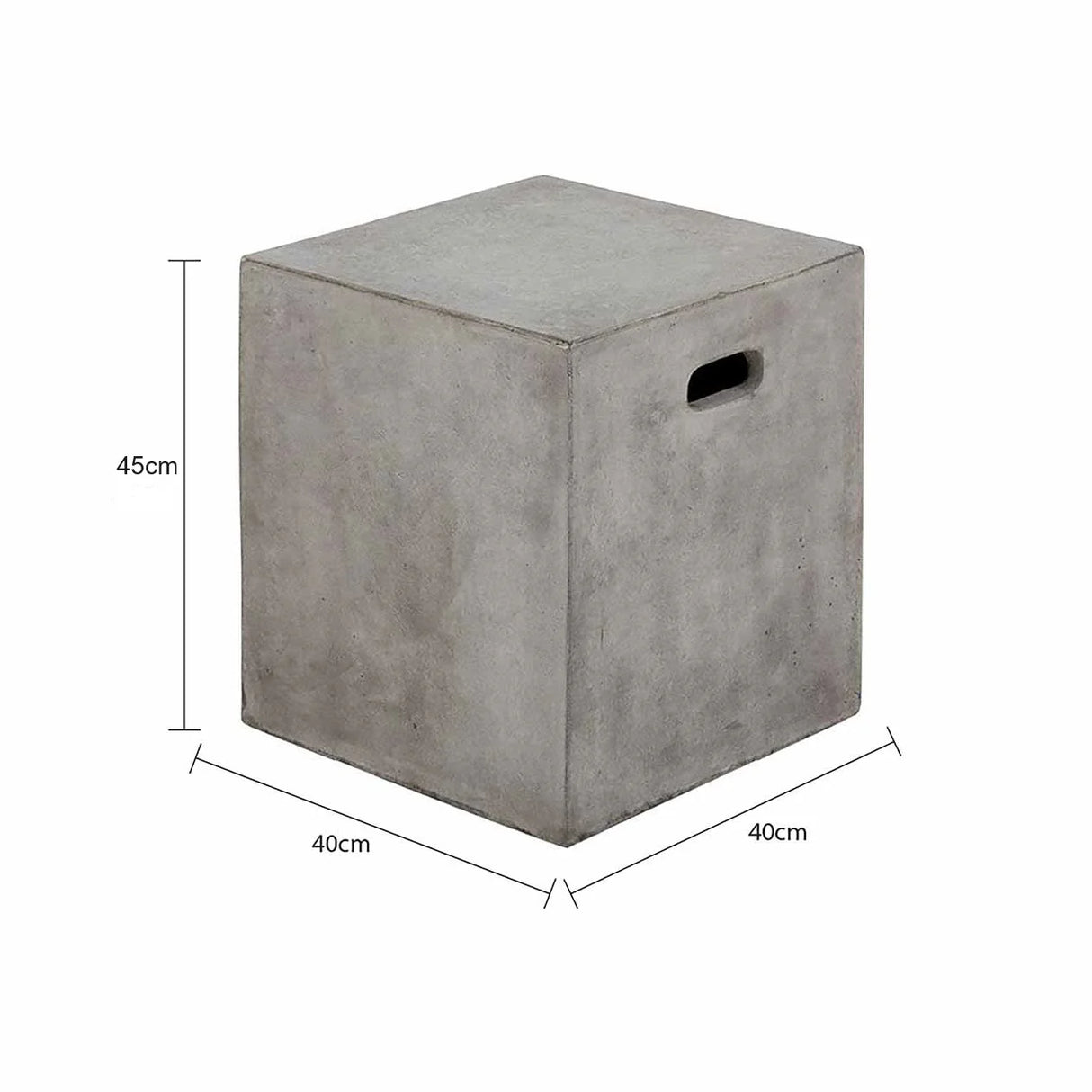 Zen Outdoor Concrete Square Stool in Weathered Cement