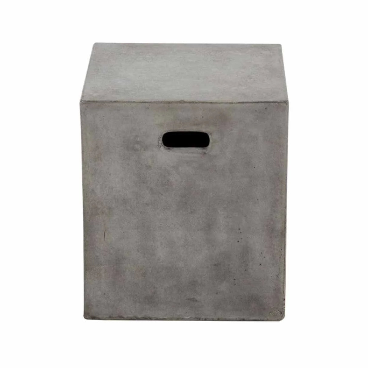 Zen Outdoor Concrete Square Stool in Weathered Cement