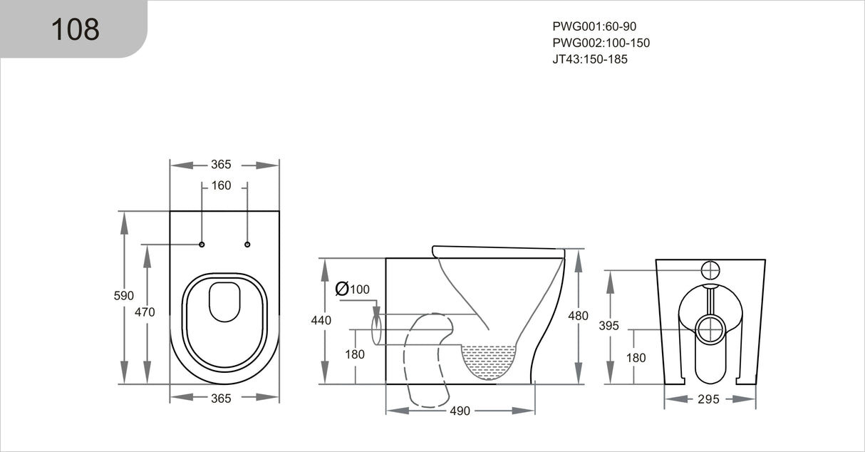 Zeus Tornado Rimless Wall Faced Gloss White Floor Toilet