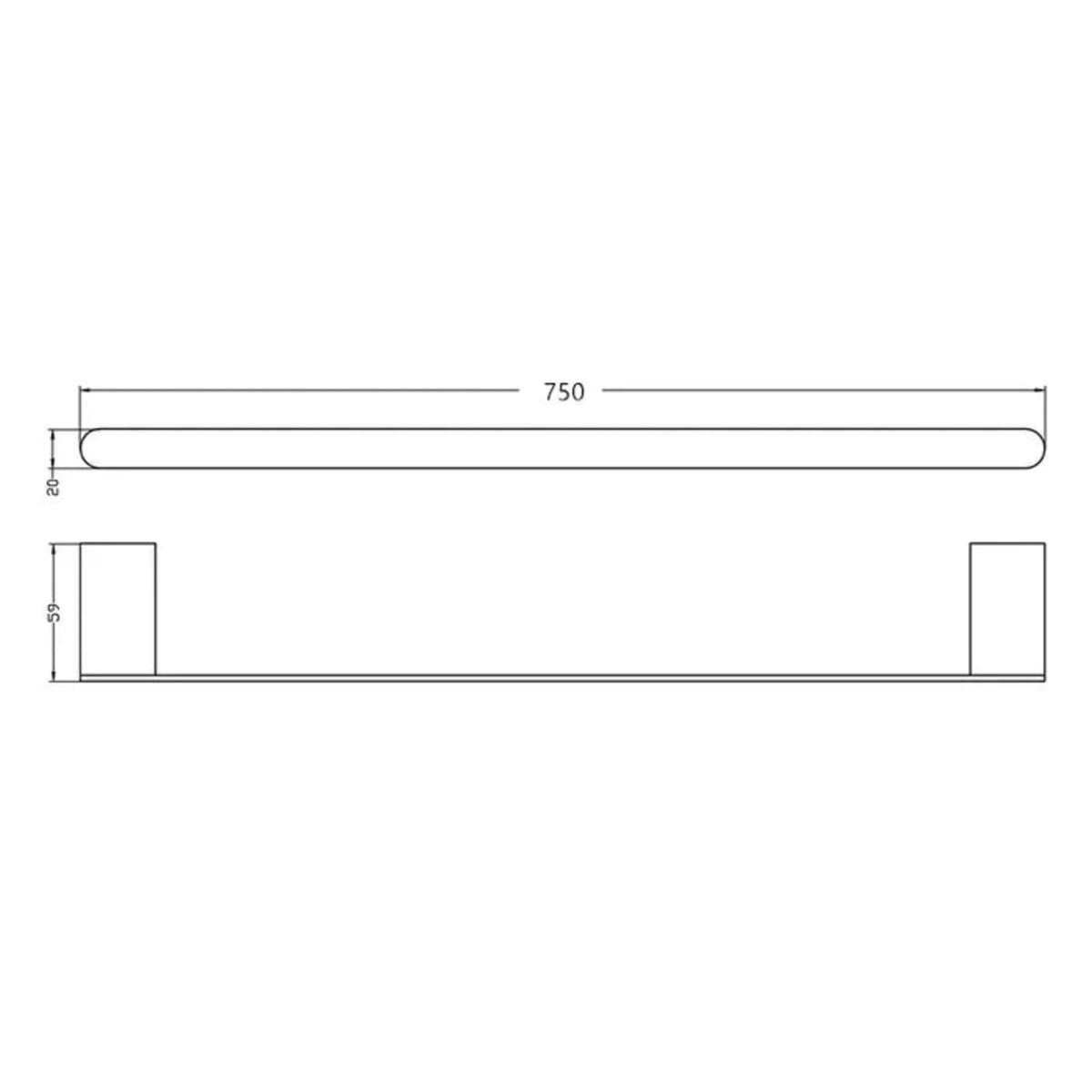 ZEVIO Single Towel Rail (750mm) - Chrome