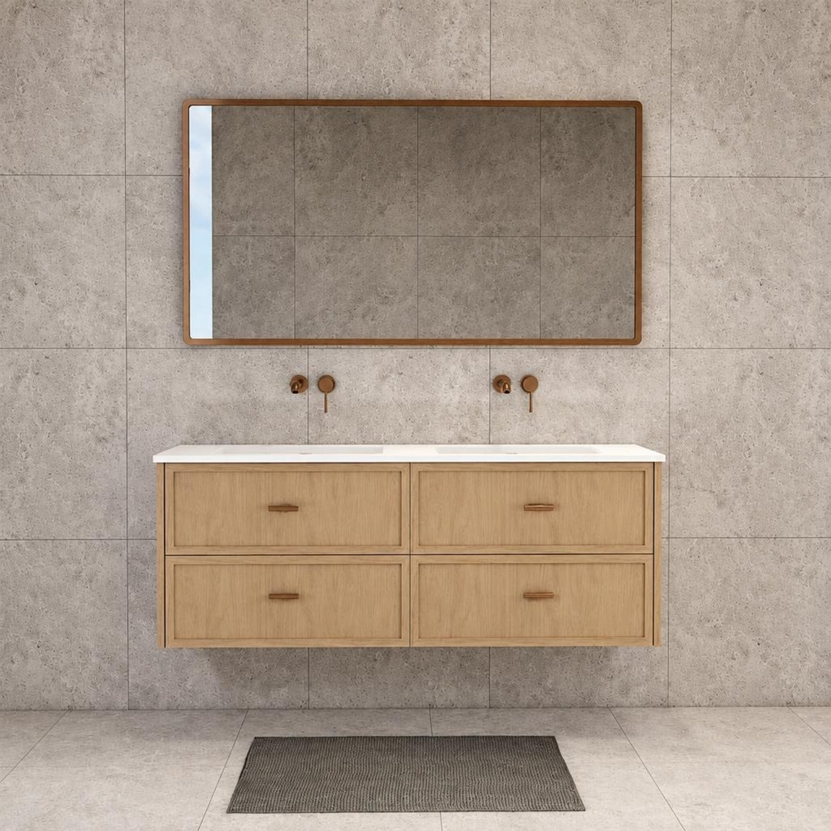 Riva Banff Wall Hung Vanity Coastal Oak (All Sizes)