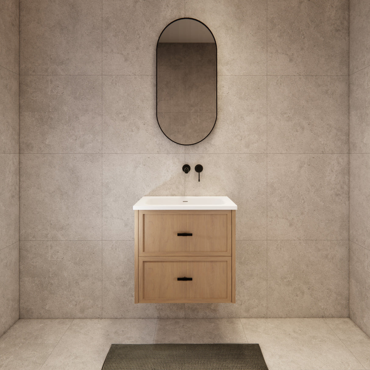 Riva Banff Wall Hung Vanity Coastal Oak (All Sizes)