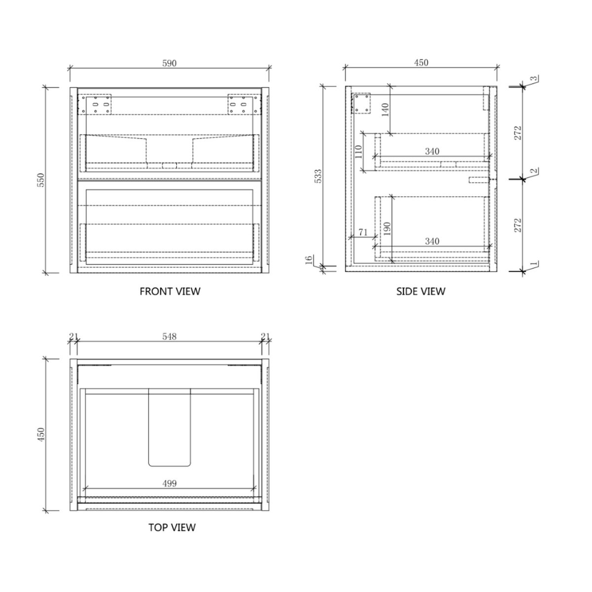 Riva Banff Wall Hung Vanity Coastal Oak (All Sizes)