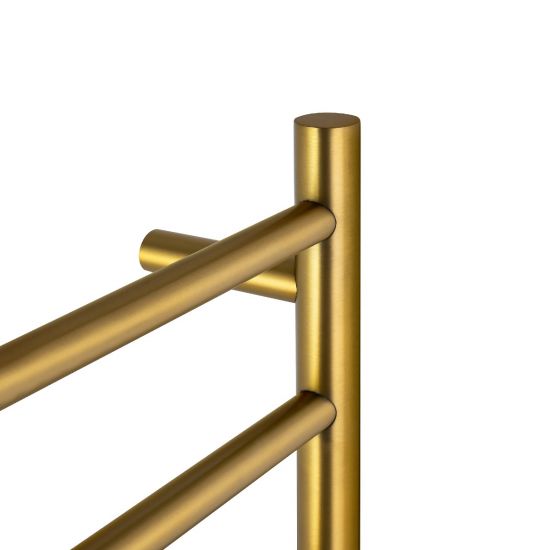 Round Electric Heated Towel Rack 6 Bars - Brushed Brass