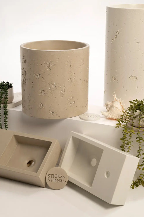 Sticks & Stone Concrete Polished Rectangular Powder Room Basin