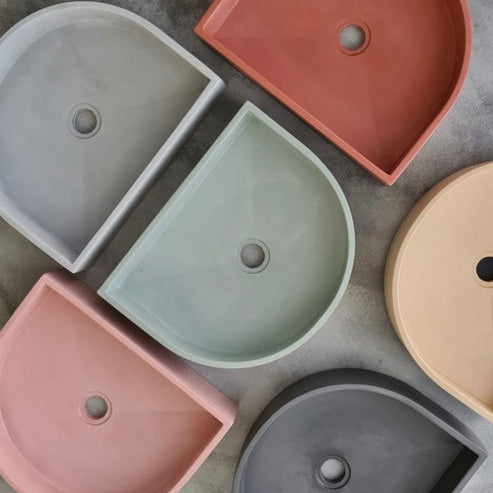 Sticks & Stone Concrete Polished Half Moon Basin