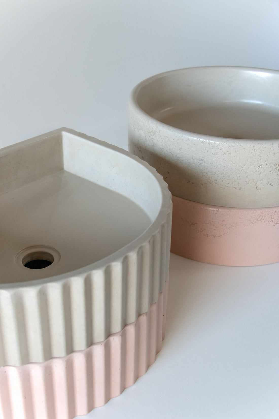 Sticks & Stone Concrete Ribbed Half Moon Basin