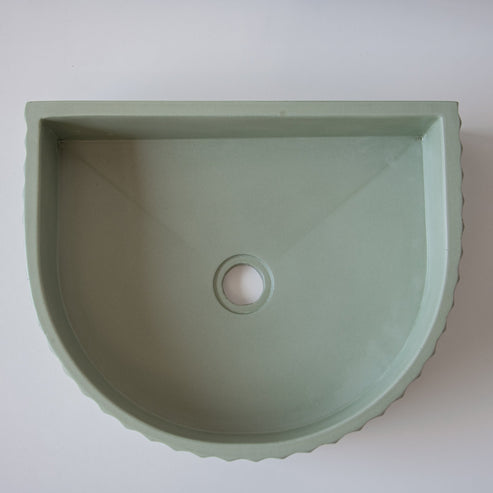 Sticks & Stone Concrete Ribbed Half Moon Basin