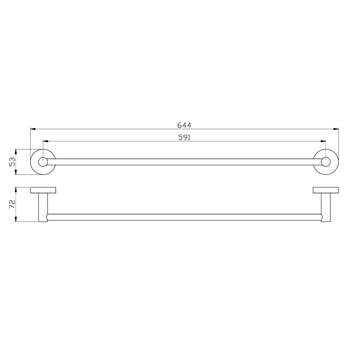 Otus Round Single Towel Rail 600mm