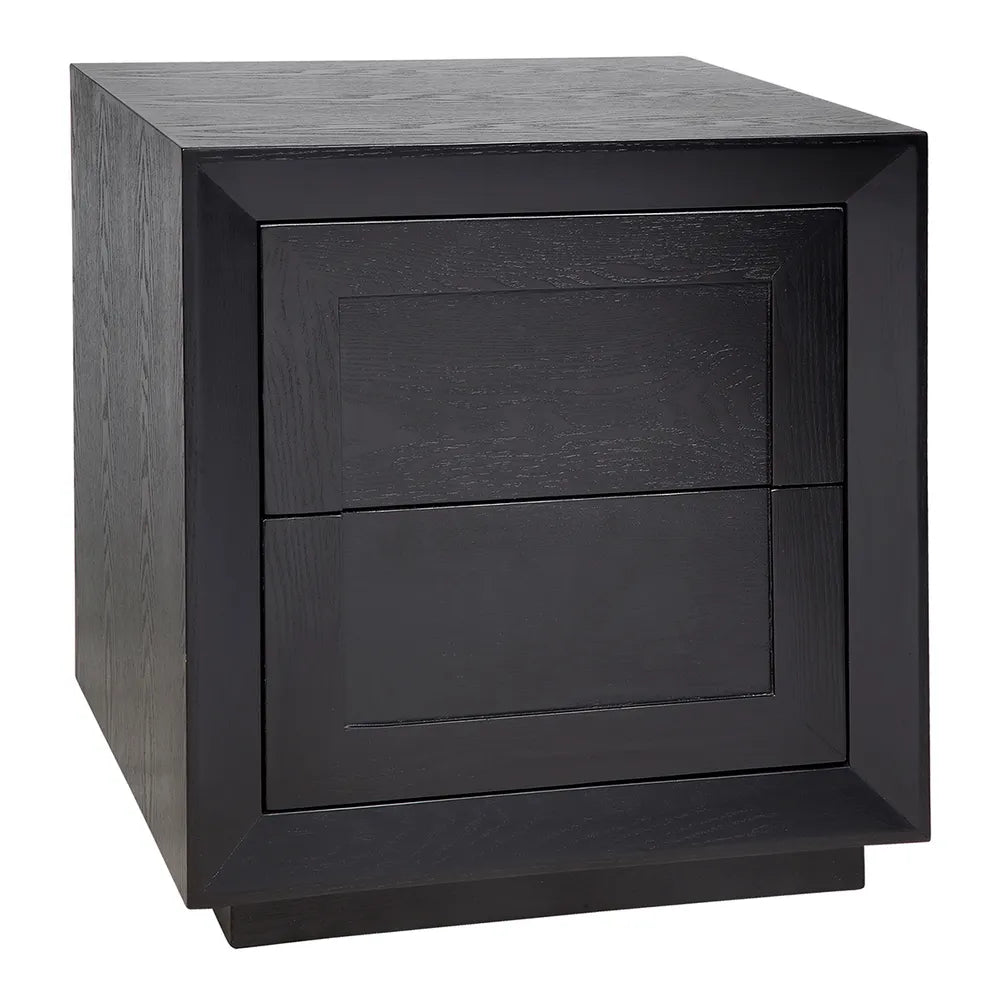 Balmain Oak Tall Bedside Table - Black