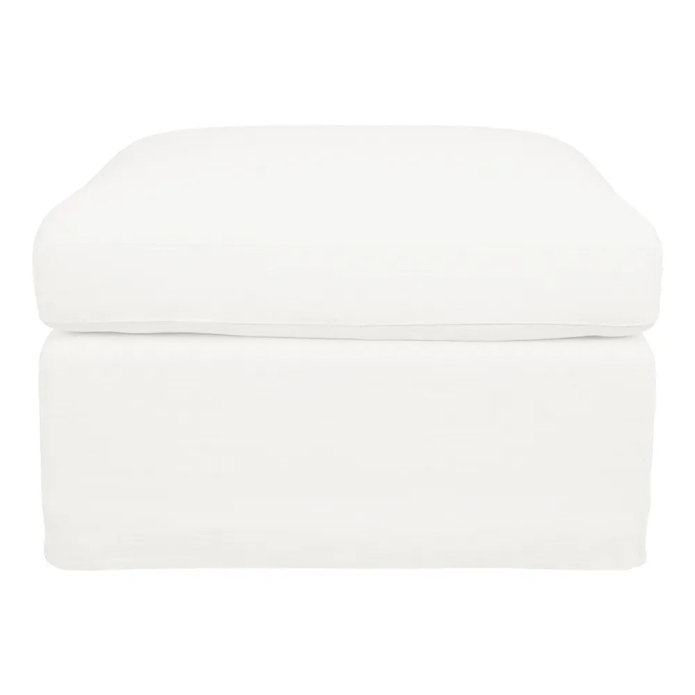 Birkshire Slip Cover Ottoman - White Linen