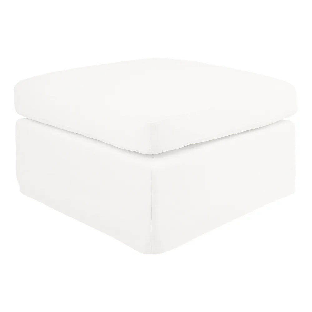 Birkshire Slip Cover Ottoman - White Linen