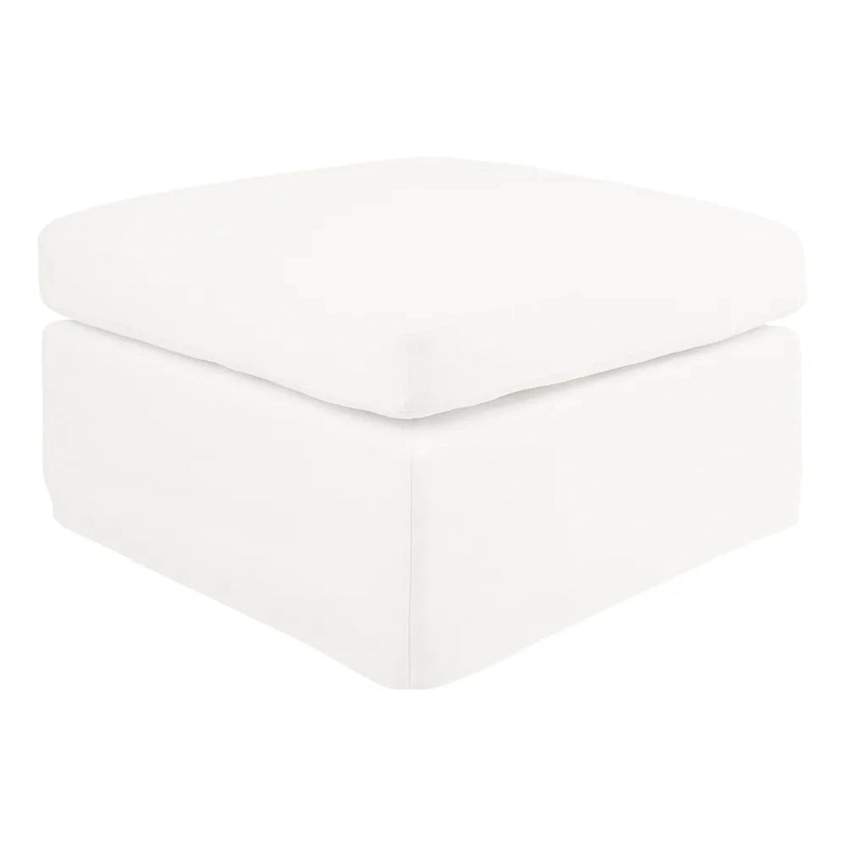 Birkshire Slip Cover Ottoman - White Linen