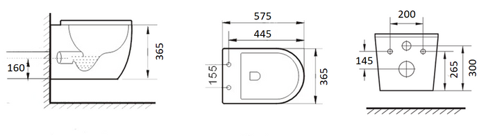 Voghera Rimless Wall Hung White Toilet Pan with Cistern