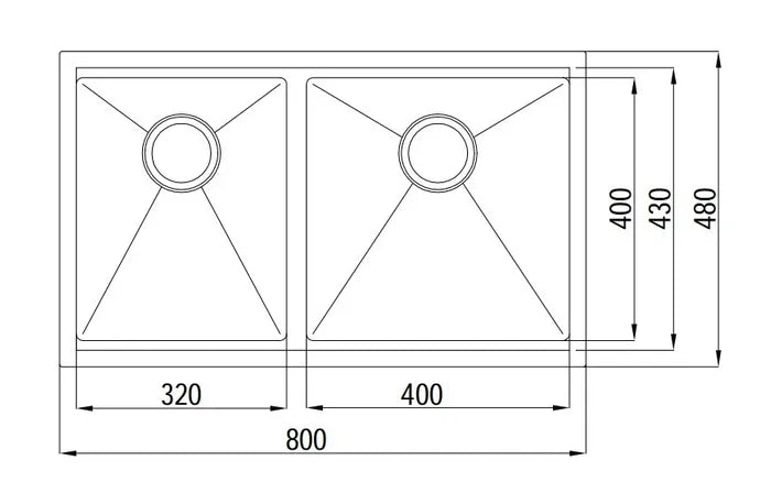 ARF Chrome Kitchen Sink 820D (800x480x220)