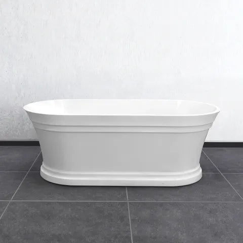 HAMPTON Freestanding Bathtub Gloss White Non-Overflow 1500mm