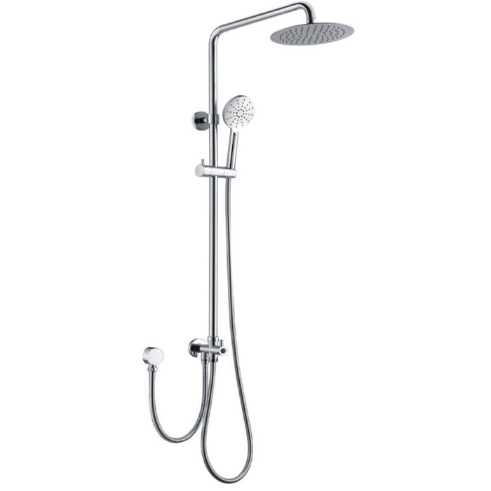 PAVIA Twin Shower On Rail Bottom Inlet Round (200mm) - Chrome